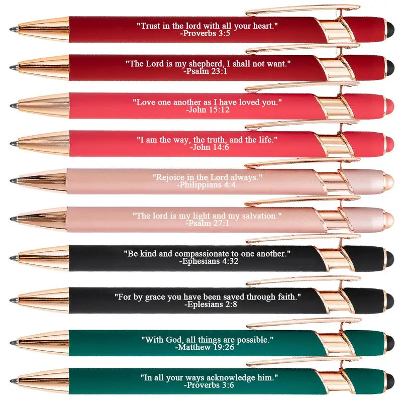 Inkria™ – 10 Pcs Bible Verse Pens with Stylus Tips (50% Off)