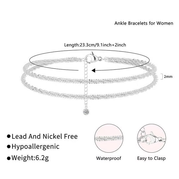 Silvara™ - Dainty Layered Anklet