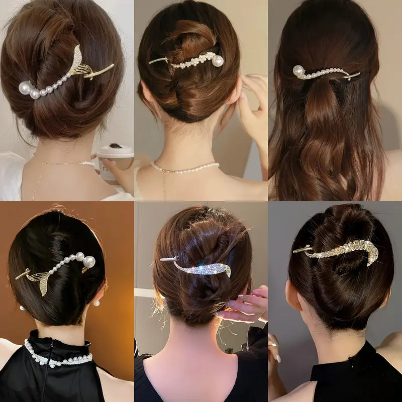 Lumipearl™ – Elegant Grip Pearl Hair Clip (5 Pcs)