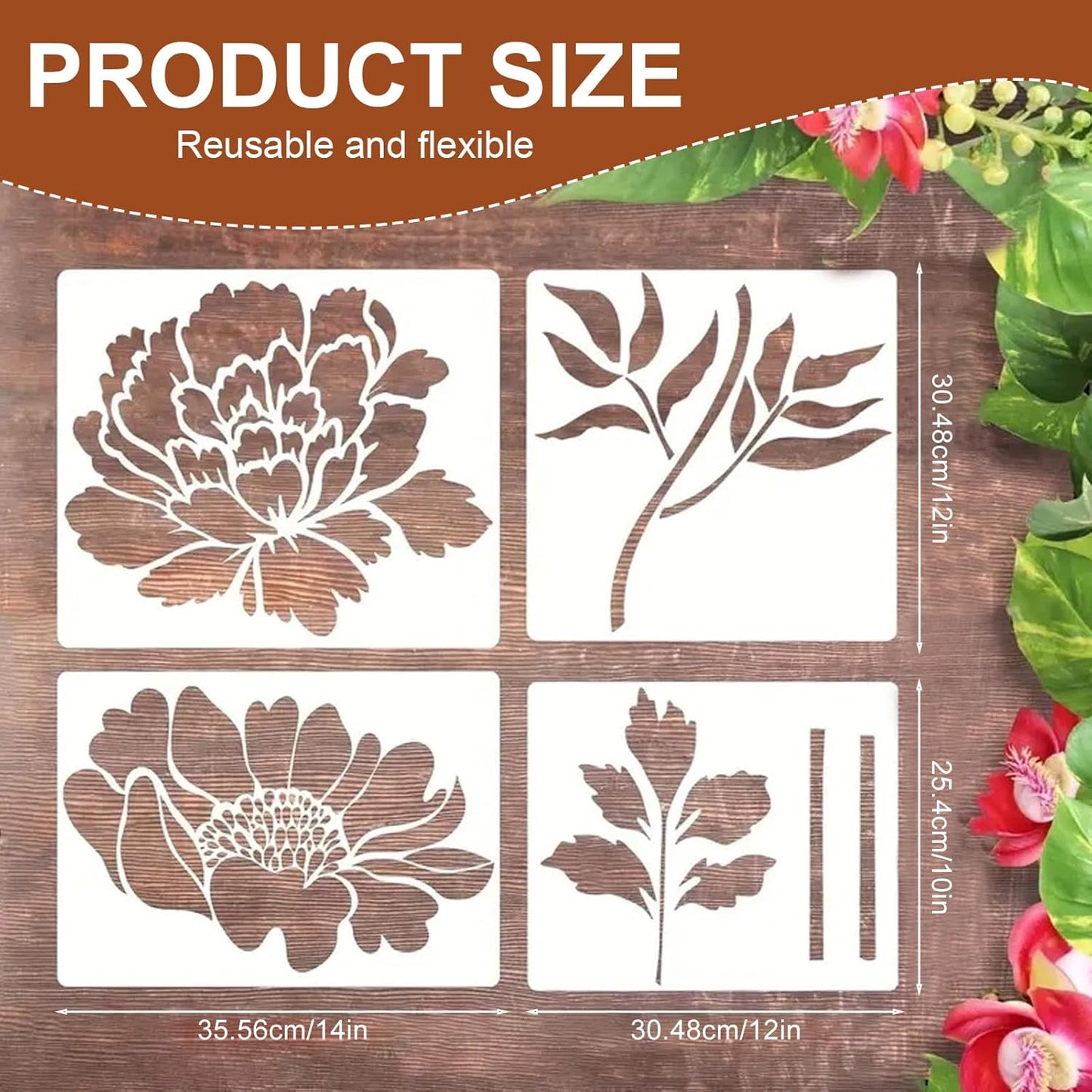 Florenza™ - 6 Large Flower Stencils for Garden Makeovers