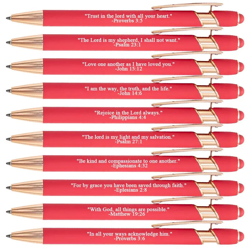 Inkria™ – 10 Pcs Bible Verse Pens with Stylus Tips (50% Off)