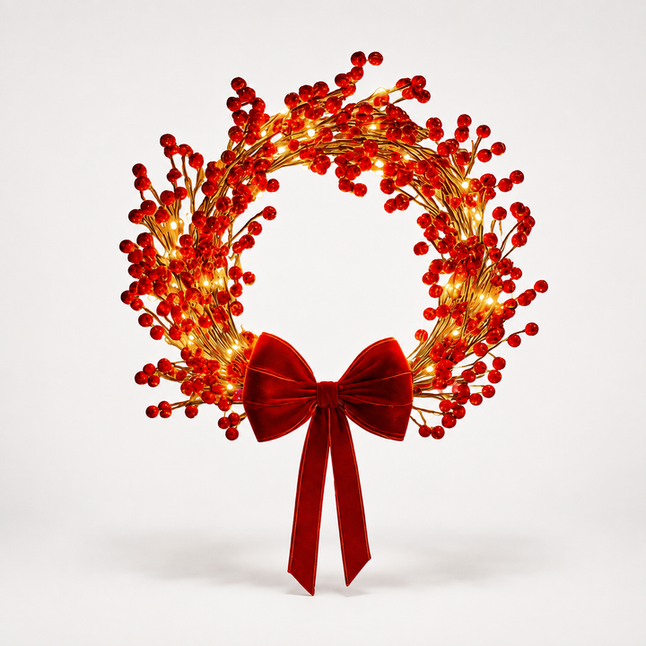 Glowberry – Berry-Diffused Warm Glow LED Wreath