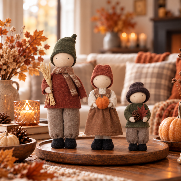 Harvest Hearth – Three-Piece Harvest Doll Figurine Set