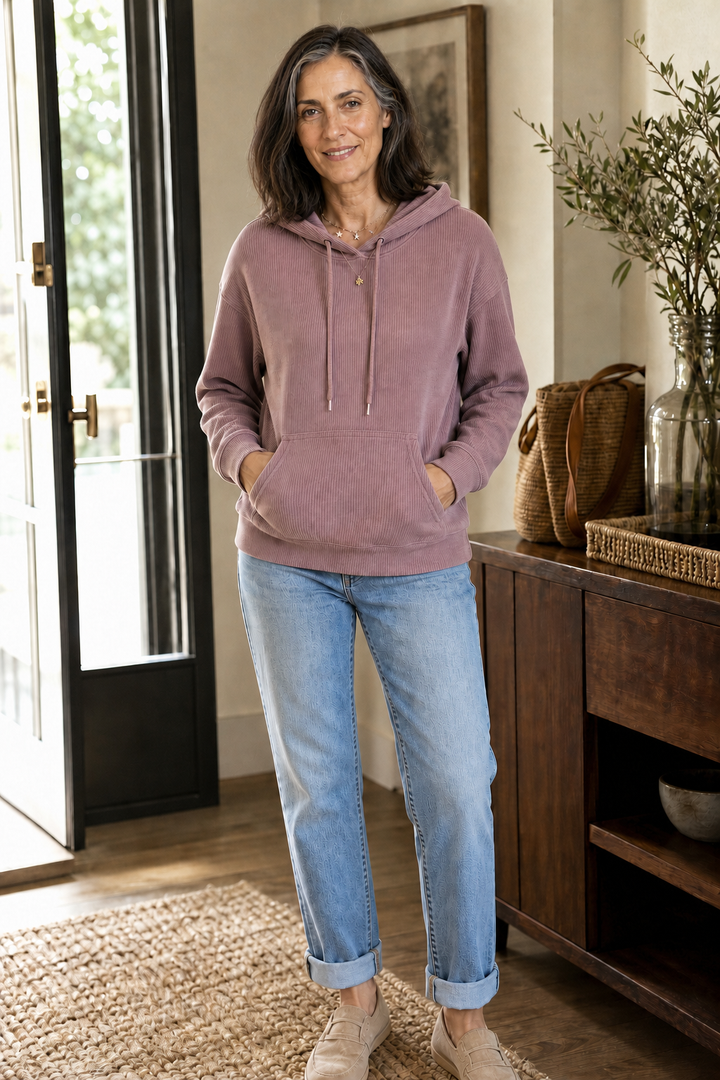Corduvie – Ribbed Corduroy-Look Hoodie With Pockets