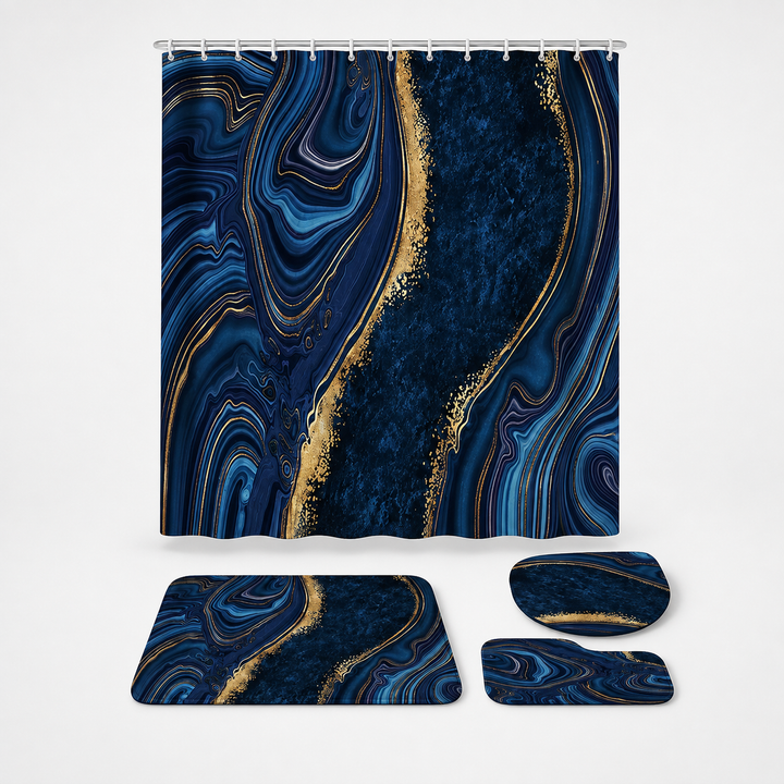 Marbella – Marble Print Waterproof Shower Curtain Set