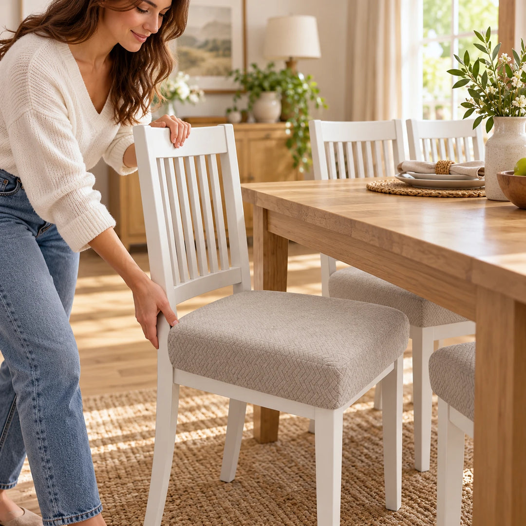 Jacquard Haven – Waterproof Stretch Jacquard Dining Chair Seat Cover