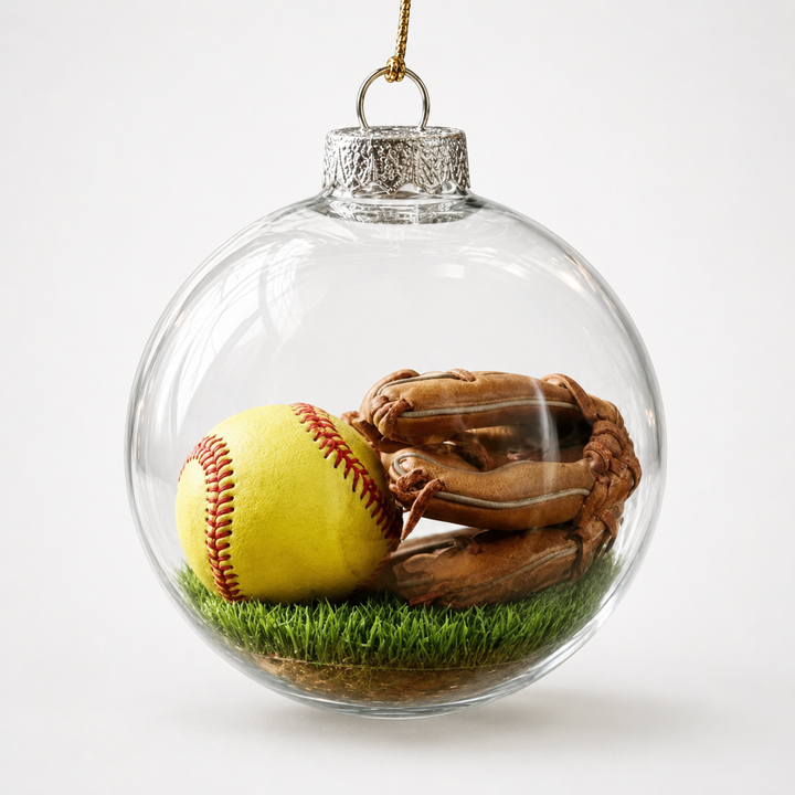 Seasonkeep – Baseball Acrylic Globe Christmas Ornament (2pcs)