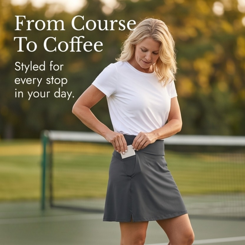 Moteepi - Women's Knee-Length Skort with Built-In Shorts