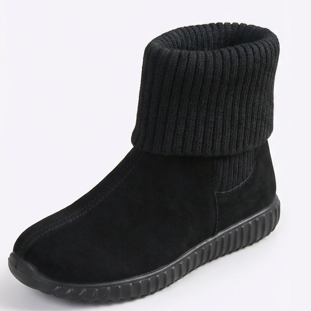 Cozella – Women's Knit Cuff Suede Ankle Booties