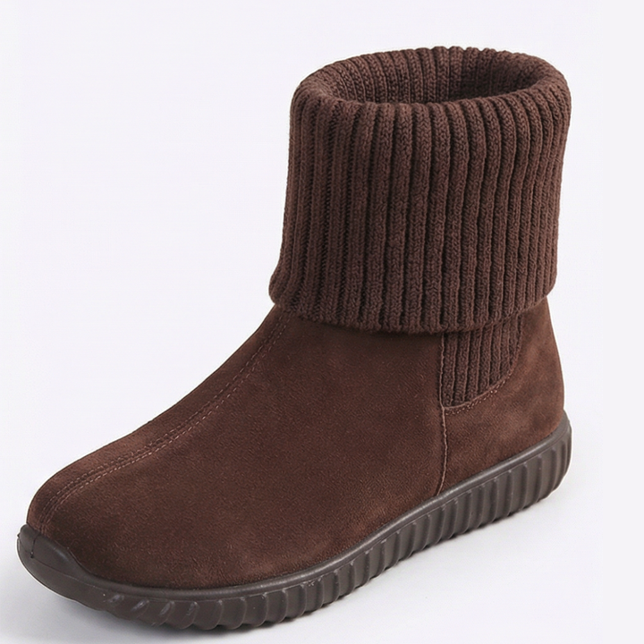 Cozella – Women's Knit Cuff Suede Ankle Booties