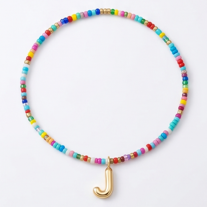 Liora – Colorful Beaded Initial Necklace