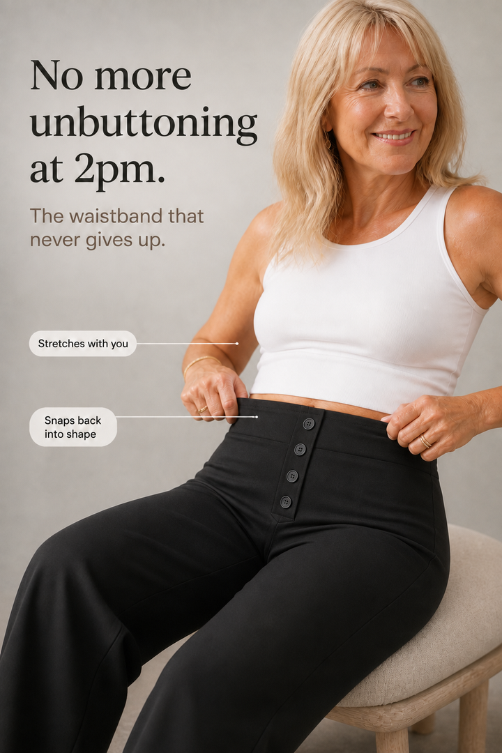 Sitwell – High Waisted Buttoned Stretch Trousers