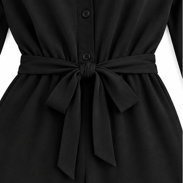 Silhouette – Collared Tie-Waist Wide-Leg Jumpsuit