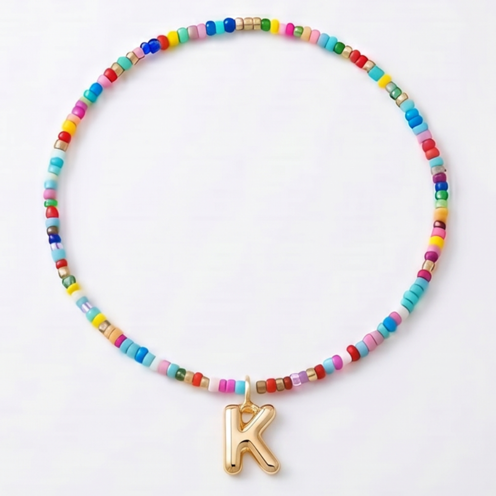 Liora – Colorful Beaded Initial Necklace