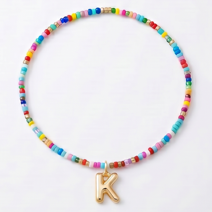 Liora – Colorful Beaded Initial Necklace