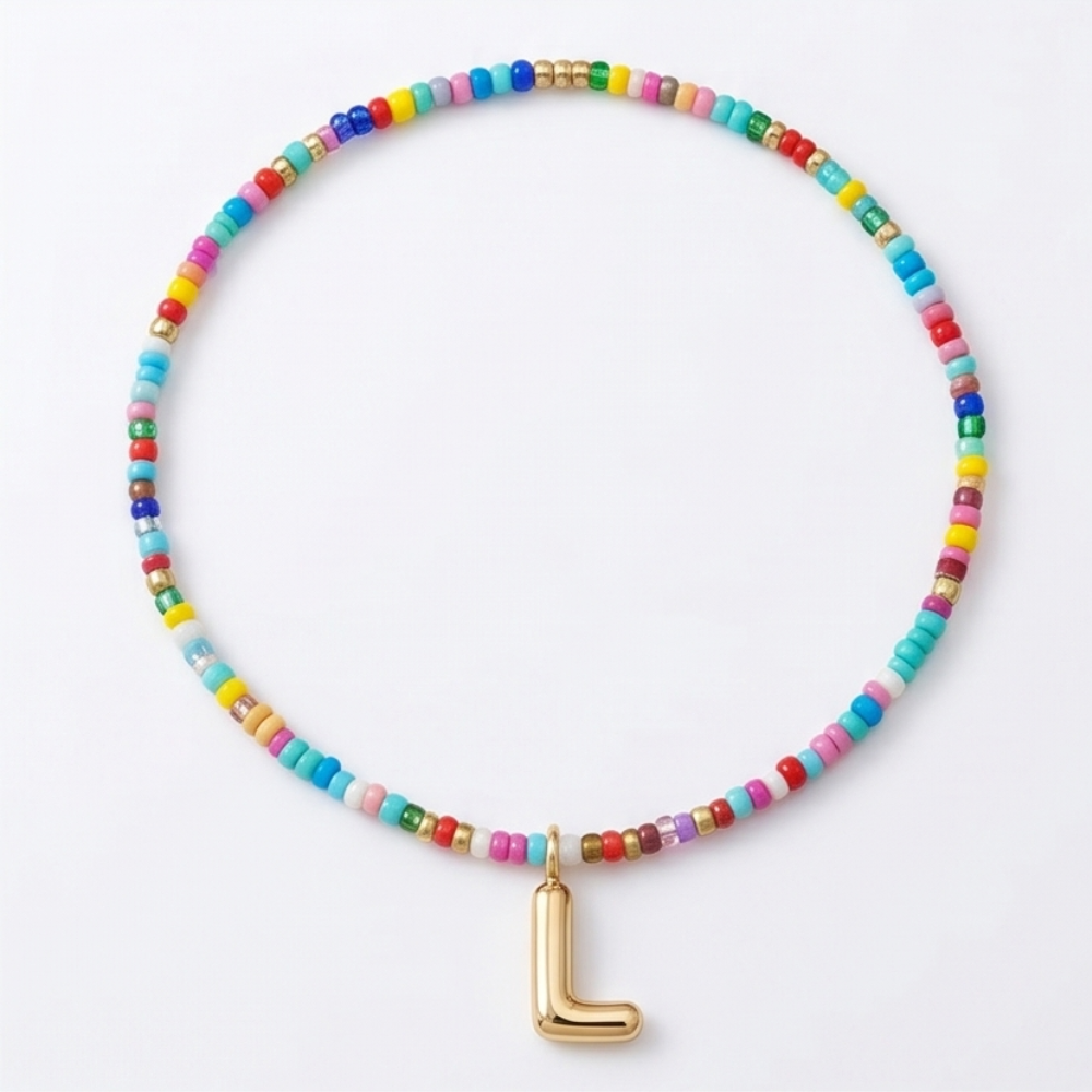 Liora – Colorful Beaded Initial Necklace
