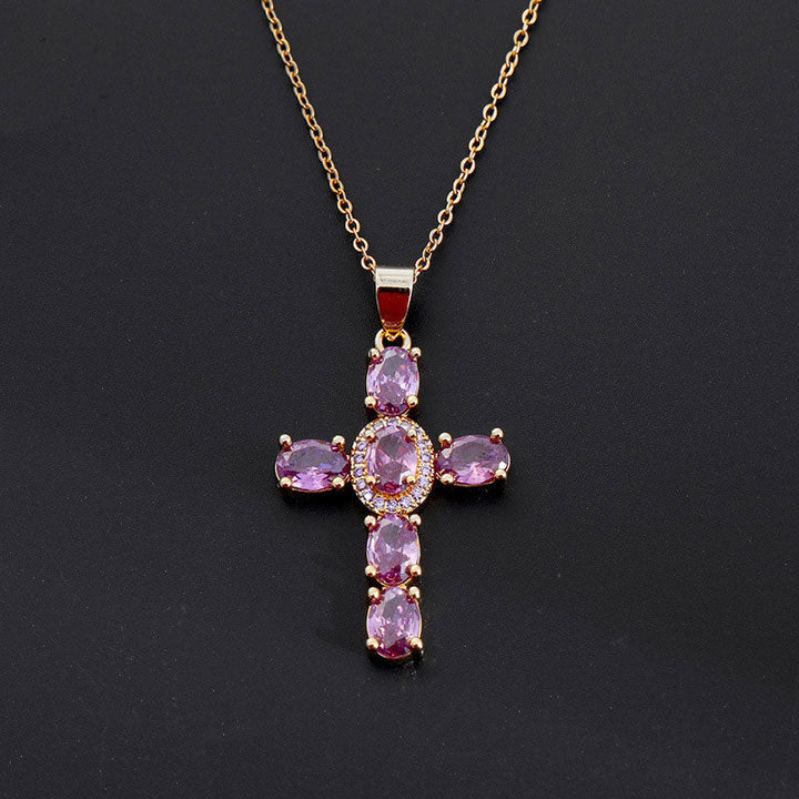 Solavée – Crystal Cross Pendant Necklace