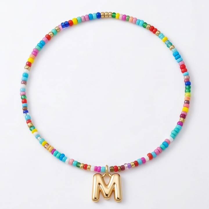 Liora – Colorful Beaded Initial Necklace