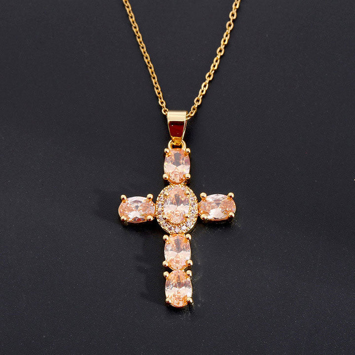 Solavée – Crystal Cross Pendant Necklace