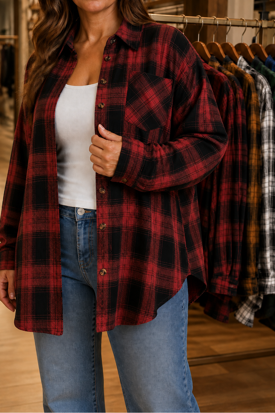Overshirt & Co – Oversized Buffalo Plaid Flannel Shacket