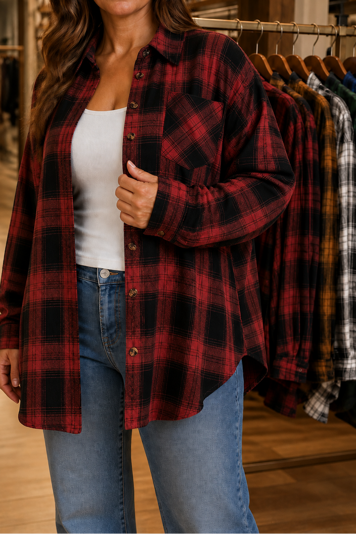 Overshirt & Co – Oversized Buffalo Plaid Flannel Shacket