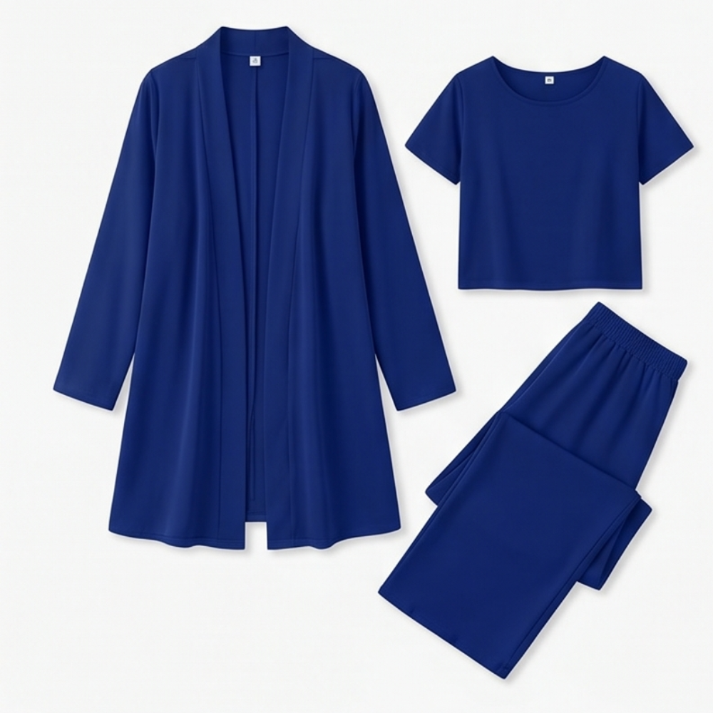 Maevelle – Women's Elegant 3-Piece Set with Drape Cardigan