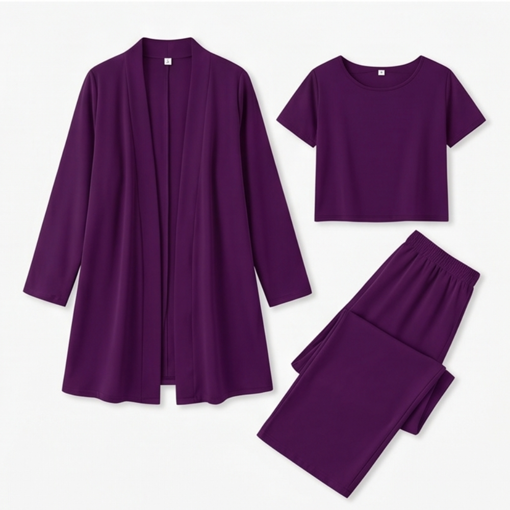 Maevelle – Women's Elegant 3-Piece Set with Drape Cardigan