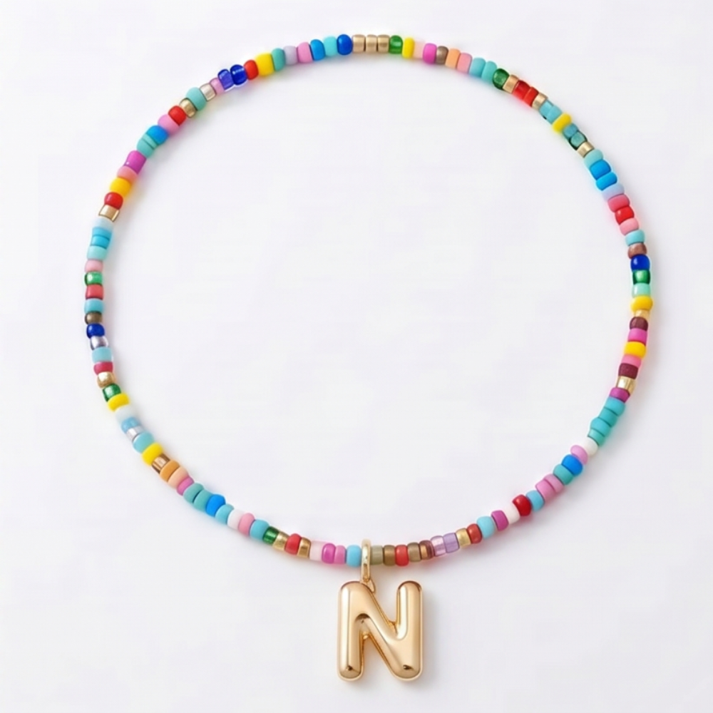 Liora – Colorful Beaded Initial Necklace