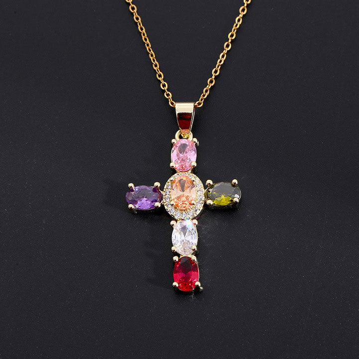 Solavée – Crystal Cross Pendant Necklace