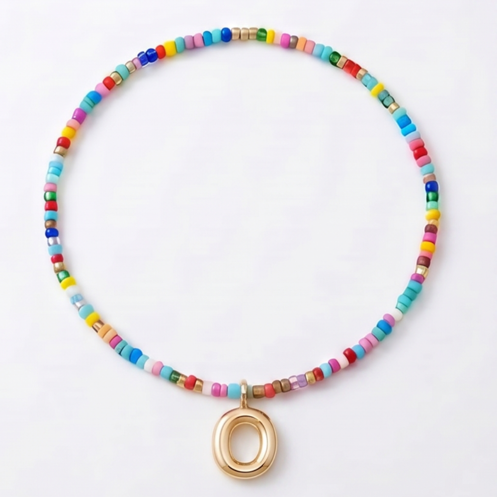 Liora – Colorful Beaded Initial Necklace