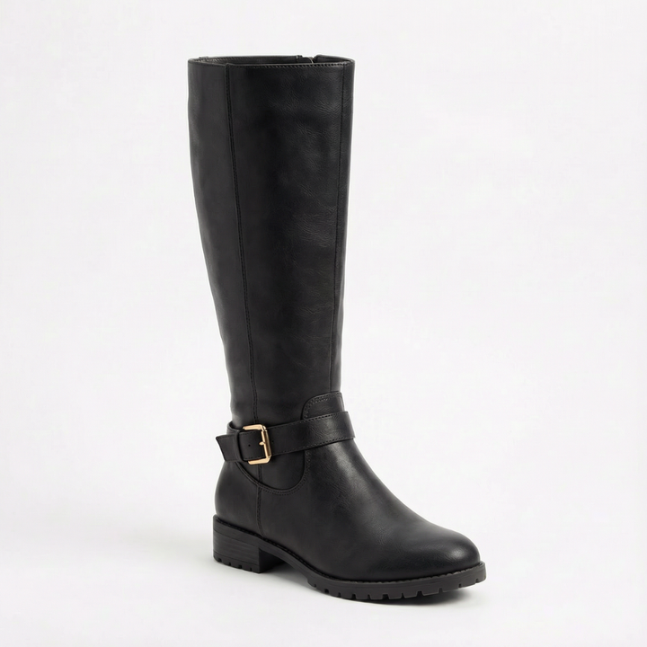 Ridella - Knee High Riding Boots with Buckle Detail