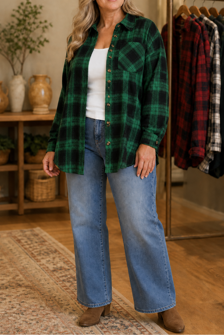 Overshirt & Co – Oversized Buffalo Plaid Flannel Shacket