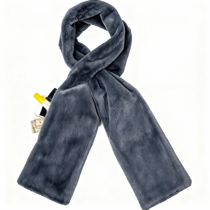 Velancia™ – Soft Faux Fur Scarf with Zip Pocket