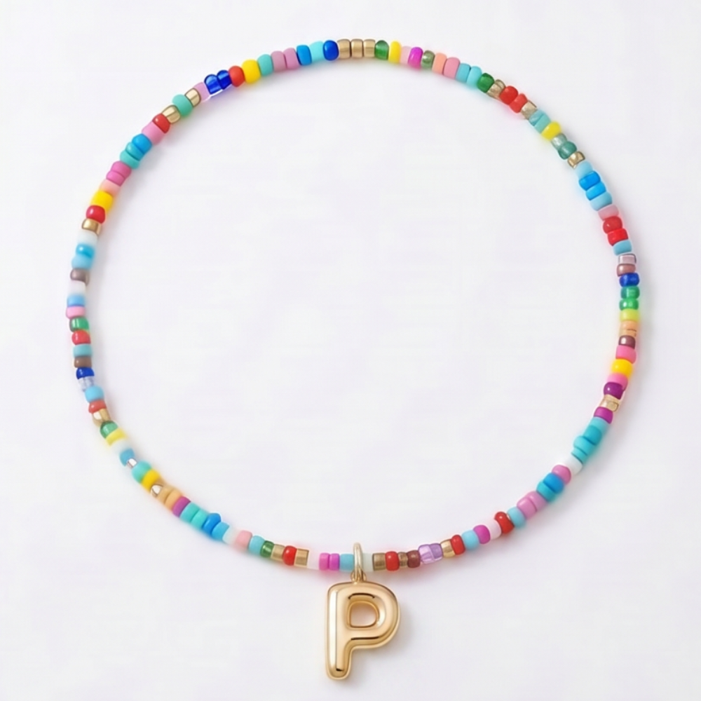 Liora – Colorful Beaded Initial Necklace