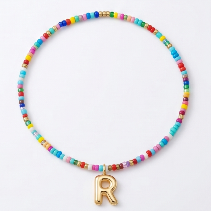 Liora – Colorful Beaded Initial Necklace