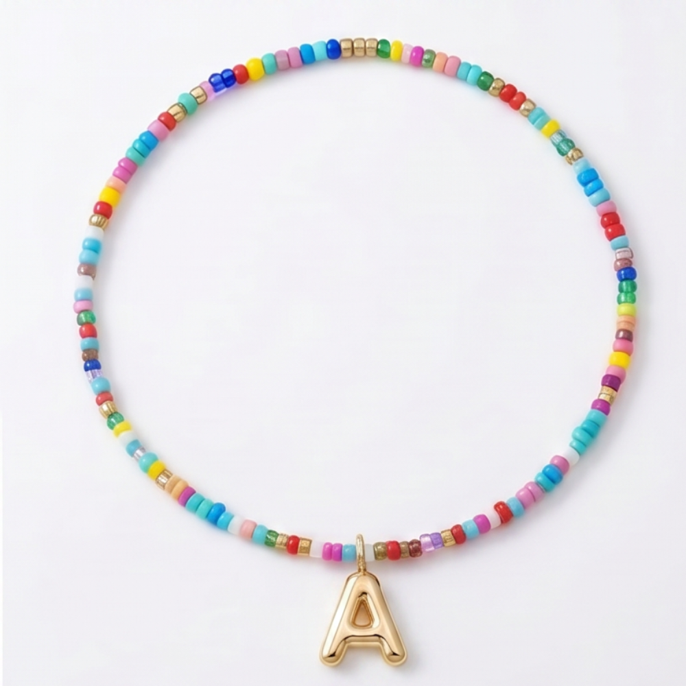 Liora – Colorful Beaded Initial Necklace