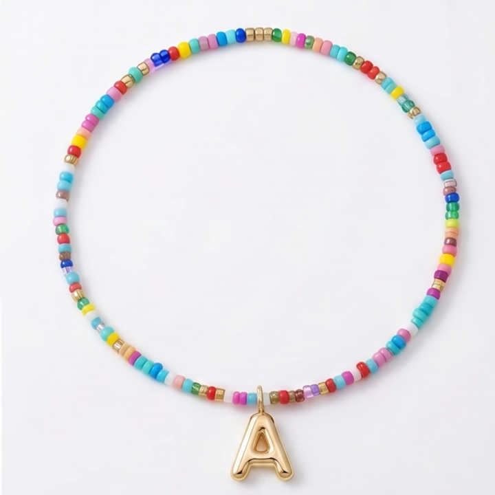 Liora – Colorful Beaded Initial Necklace