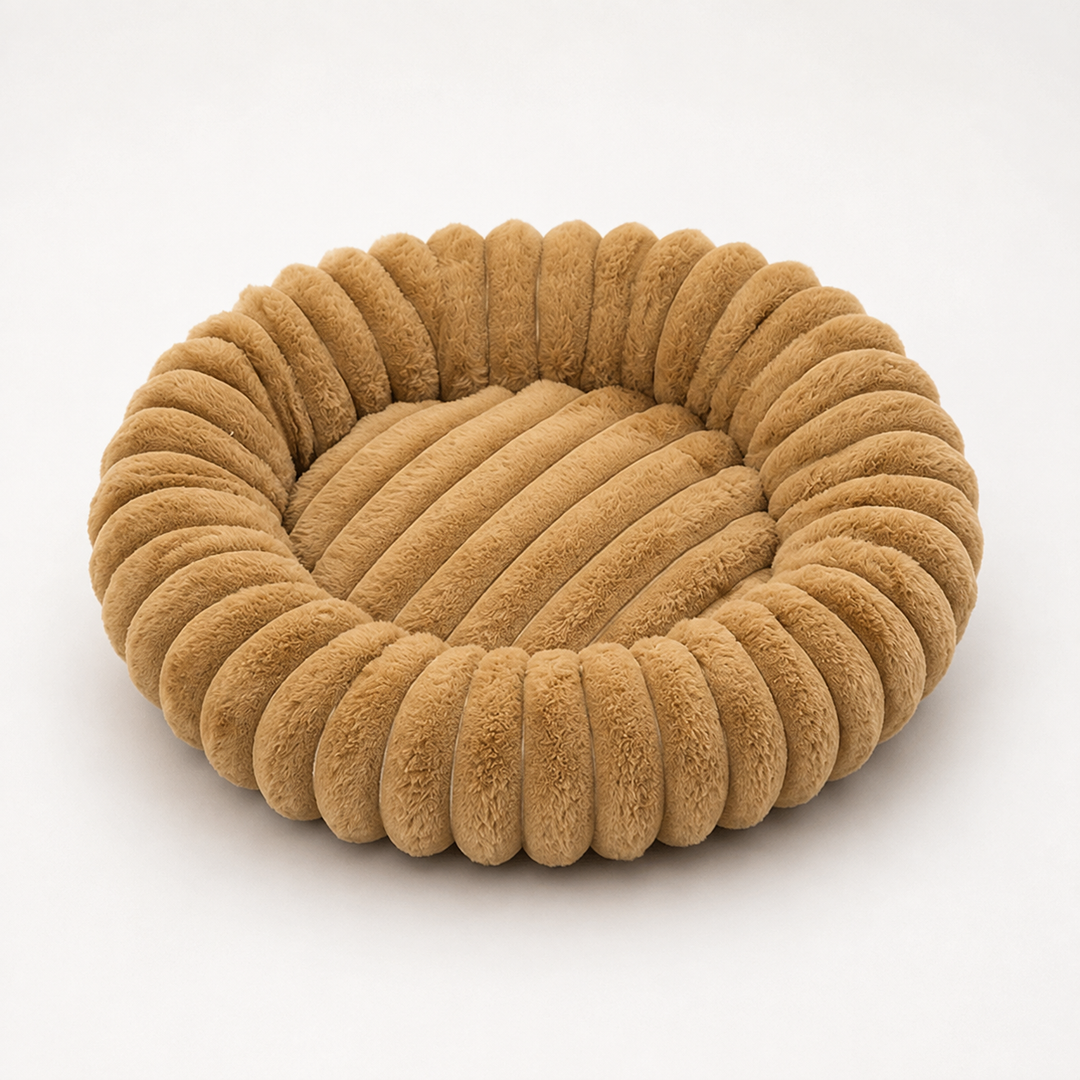 Nestwell – Raised-Edge Round Calming Plush Pet Bed