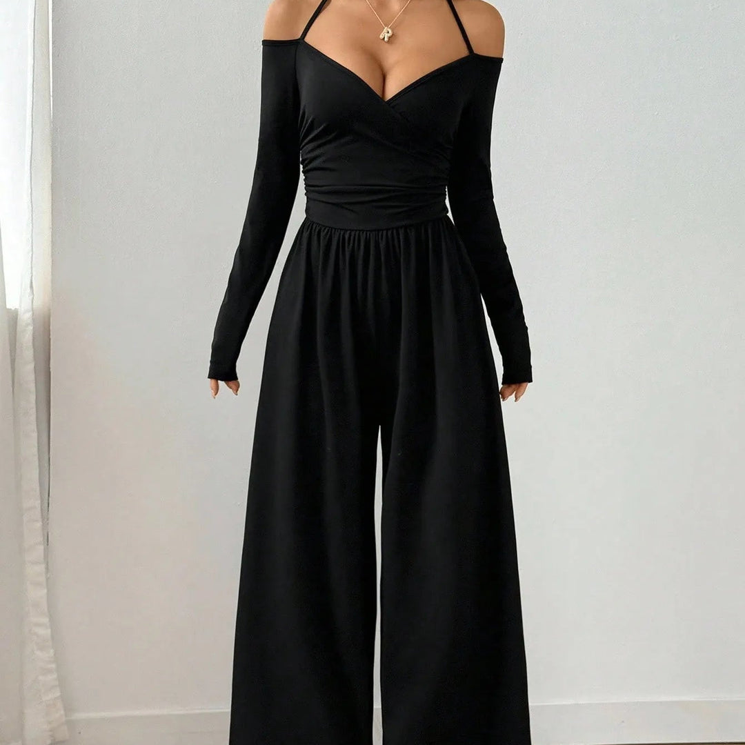 Elara – Off-Shoulder Wrap Wide-Leg Jumpsuit