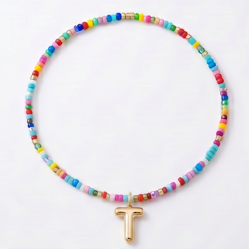Liora – Colorful Beaded Initial Necklace