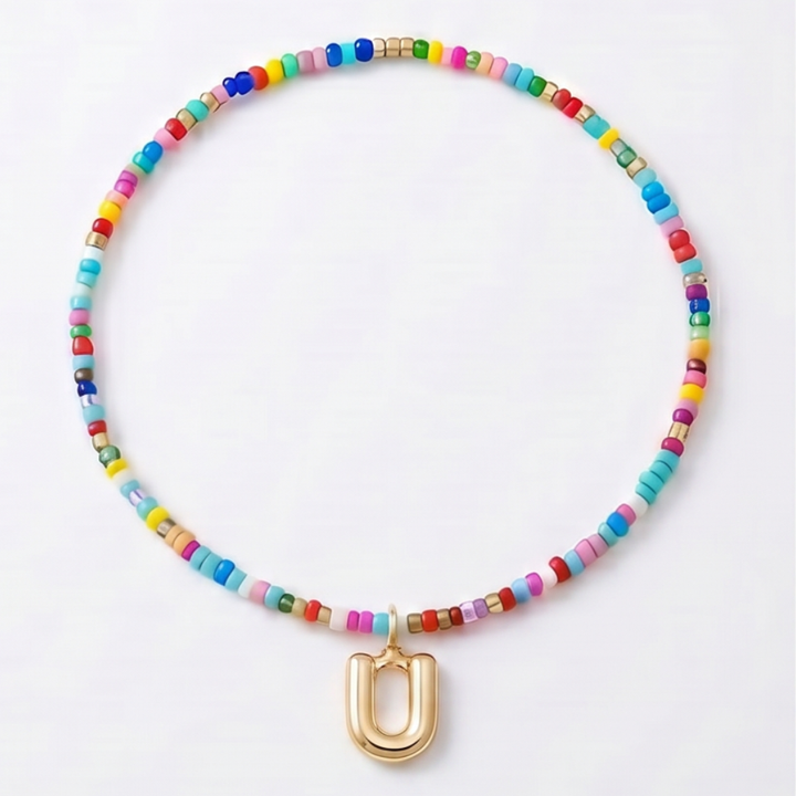 Liora – Colorful Beaded Initial Necklace
