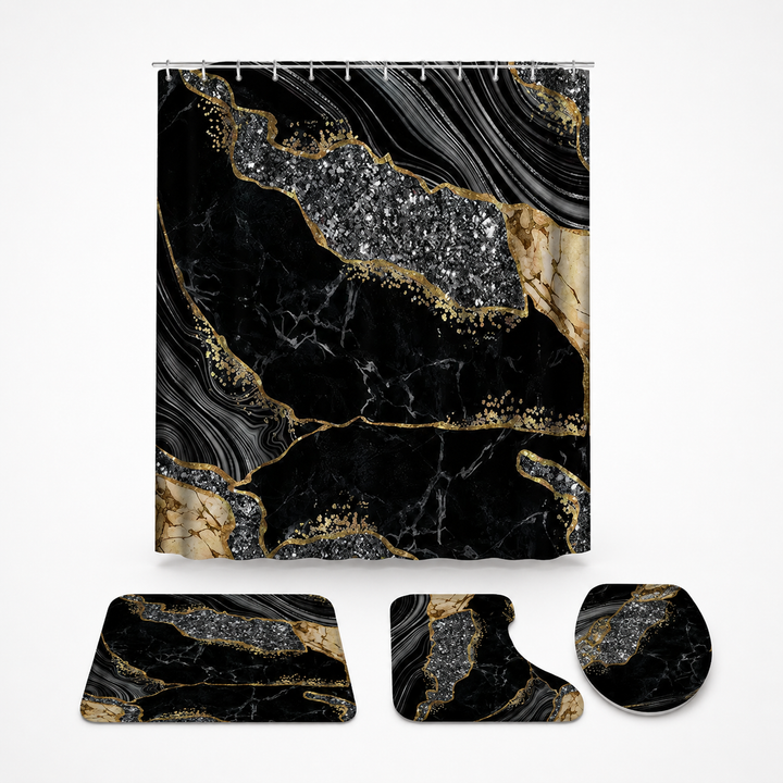 Marbella – Marble Print Waterproof Shower Curtain Set