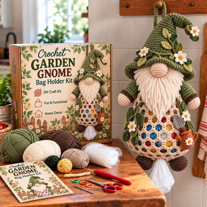 Gnome & Gather – Crochet Gnome Bag Holder