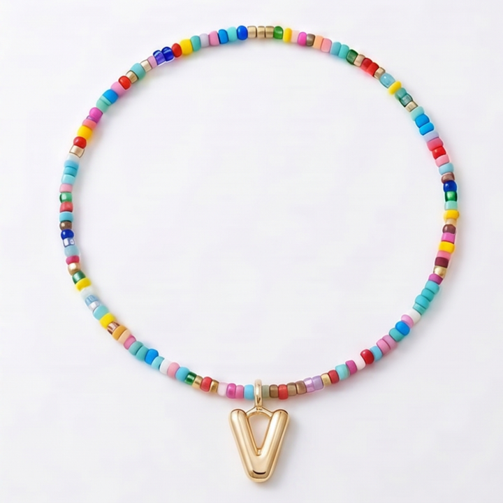 Liora – Colorful Beaded Initial Necklace