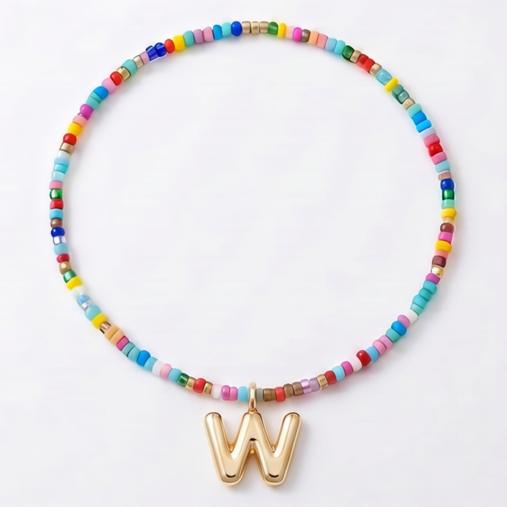 Liora – Colorful Beaded Initial Necklace