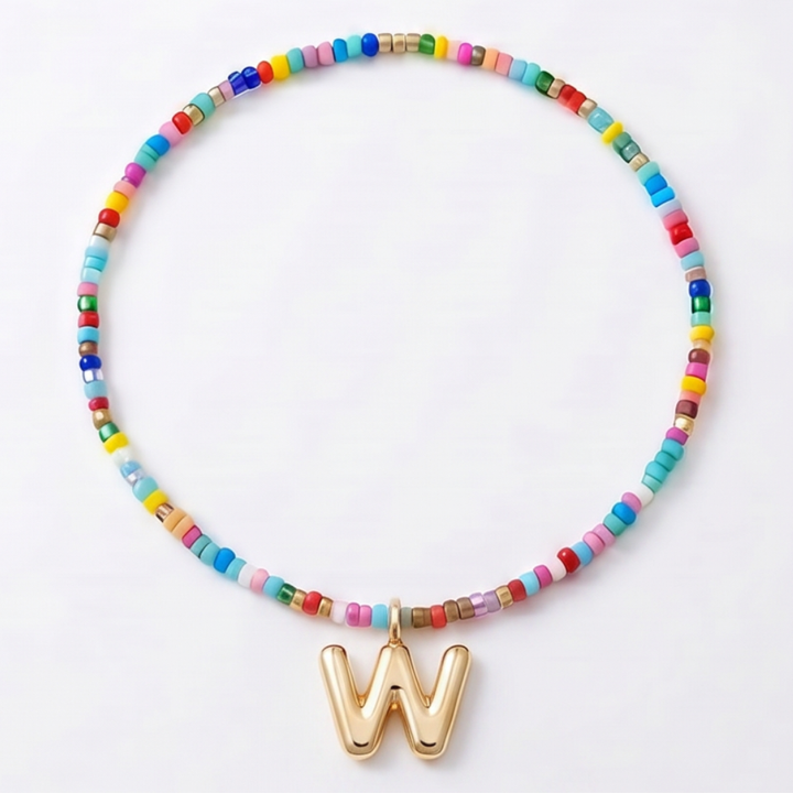 Liora – Colorful Beaded Initial Necklace