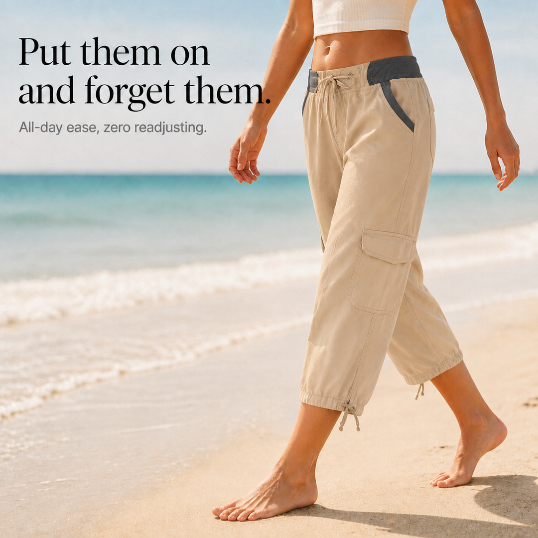 Easeline – High Waisted Elastic Cargo Capri Pants