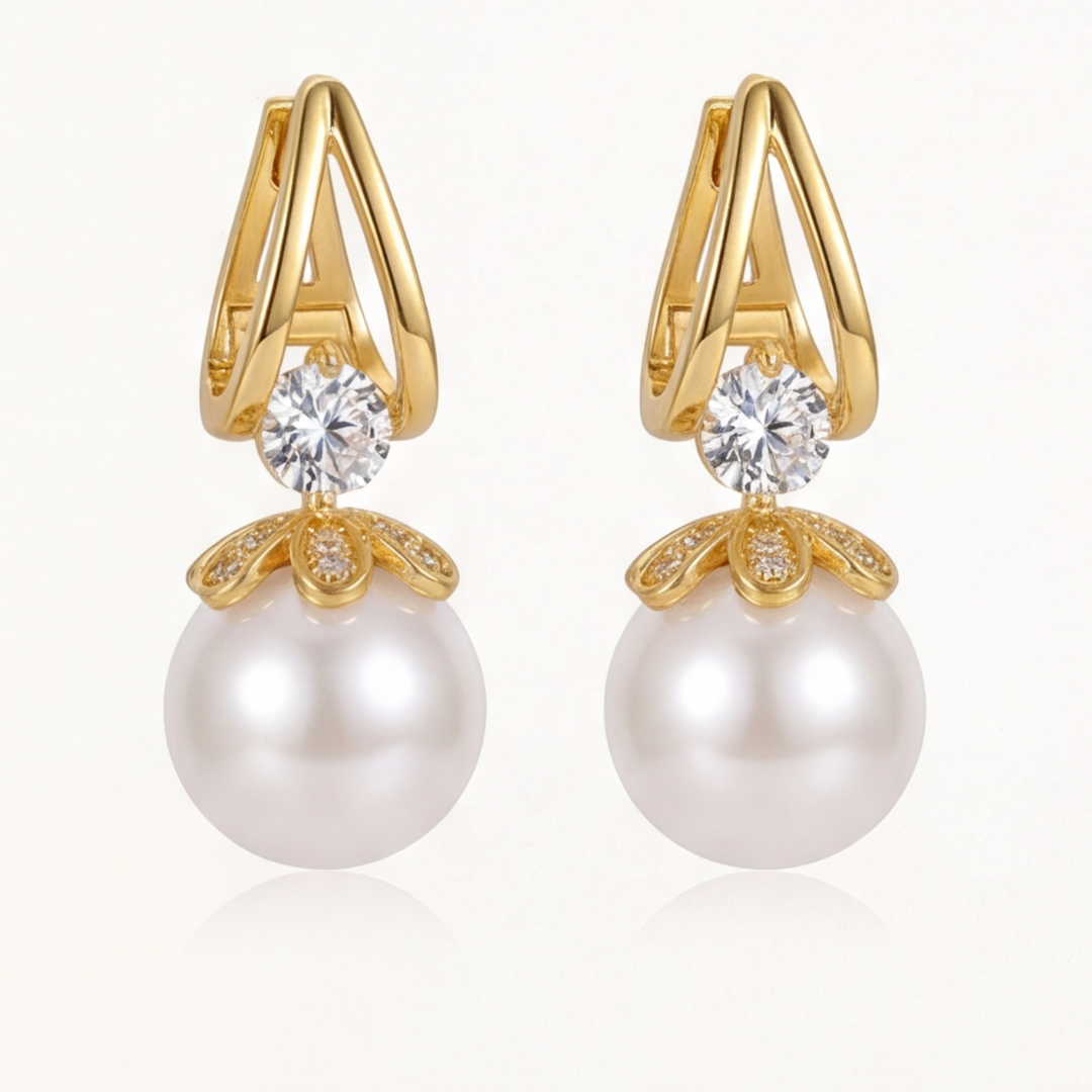 Florenza – Sparkling Pearl Drop Earrings