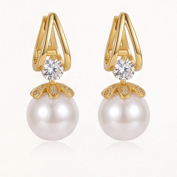 Florenza – Sparkling Pearl Drop Earrings