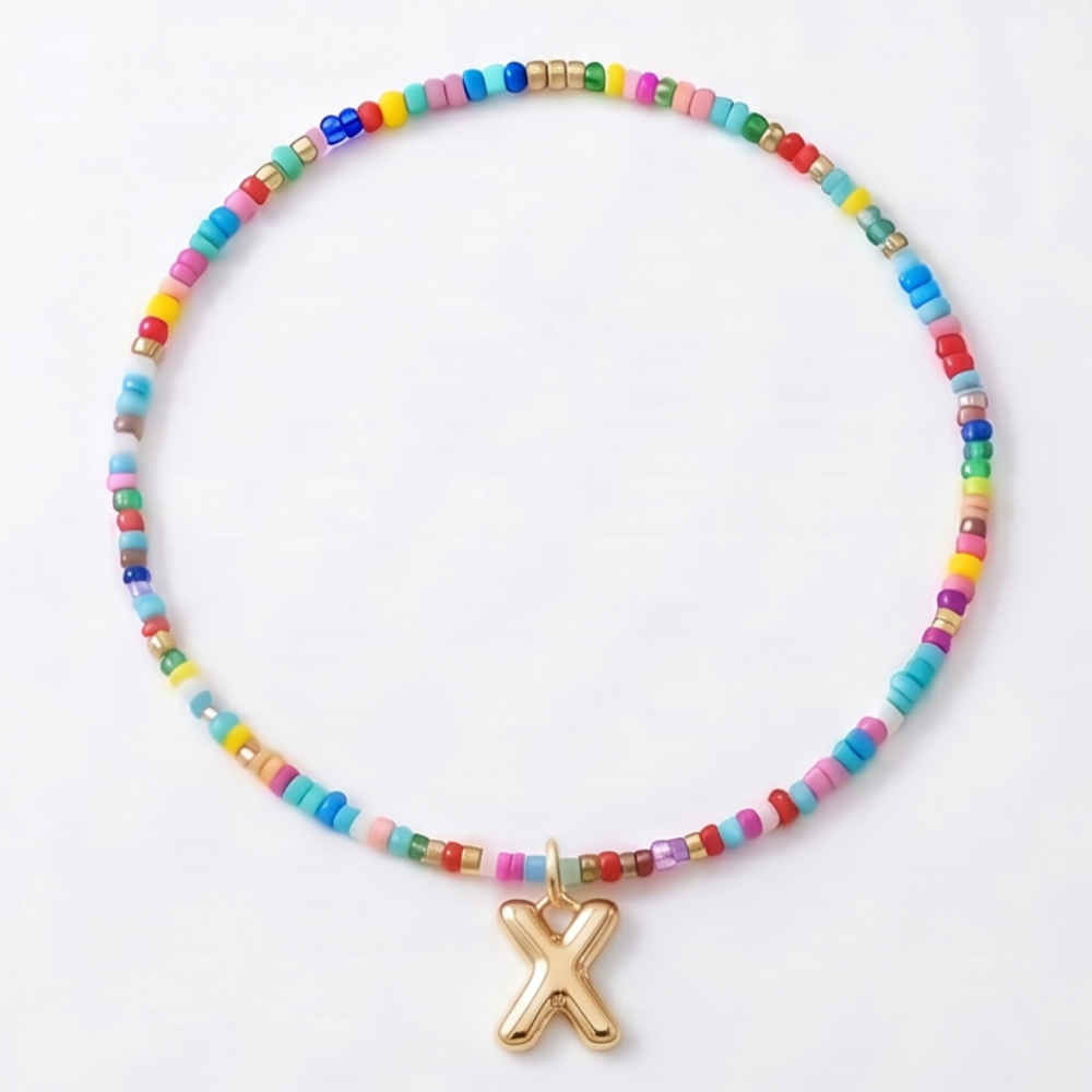 Liora – Colorful Beaded Initial Necklace
